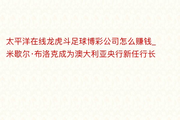 太平洋在线龙虎斗足球博彩公司怎么赚钱_米歇尔·布洛克成为澳大利亚央行新任行长