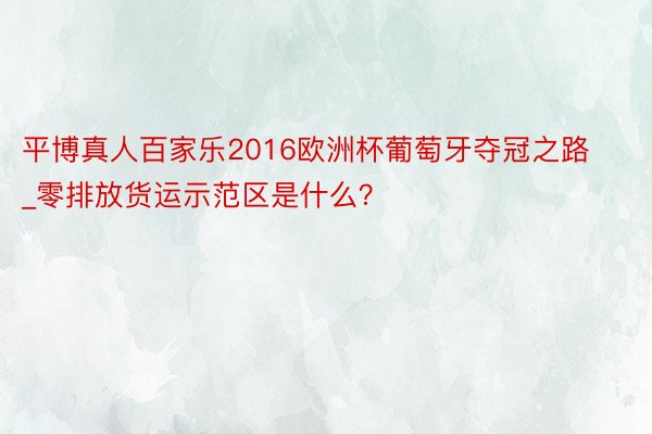 平博真人百家乐2016欧洲杯葡萄牙夺冠之路_零排放货运示范区是什么？