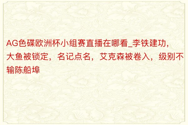 AG色碟欧洲杯小组赛直播在哪看_李铁建功，大鱼被锁定，名记点名，艾克森被卷入，级别不输陈船埠