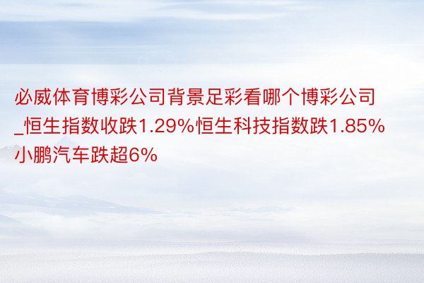 必威体育博彩公司背景足彩看哪个博彩公司_恒生指数收跌1.29%恒生科技指数跌1.85% 小鹏汽车跌超6%