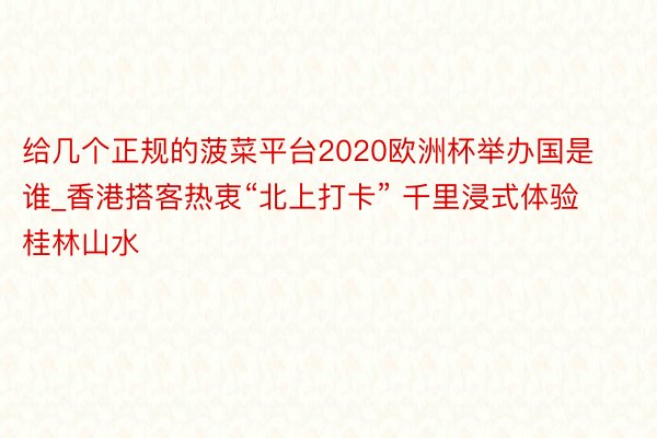 给几个正规的菠菜平台2020欧洲杯举办国是谁_香港搭客热衷“北上打卡” 千里浸式体验桂林山水